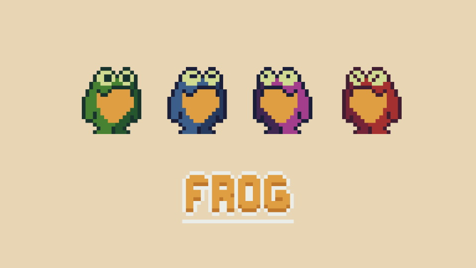 Frogs in pixel art