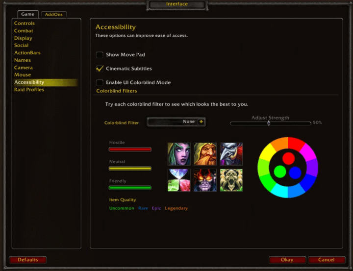 World of Warcraft settings