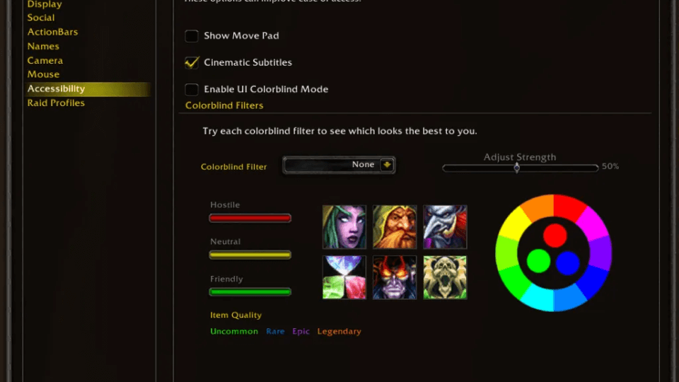 World of Warcraft settings